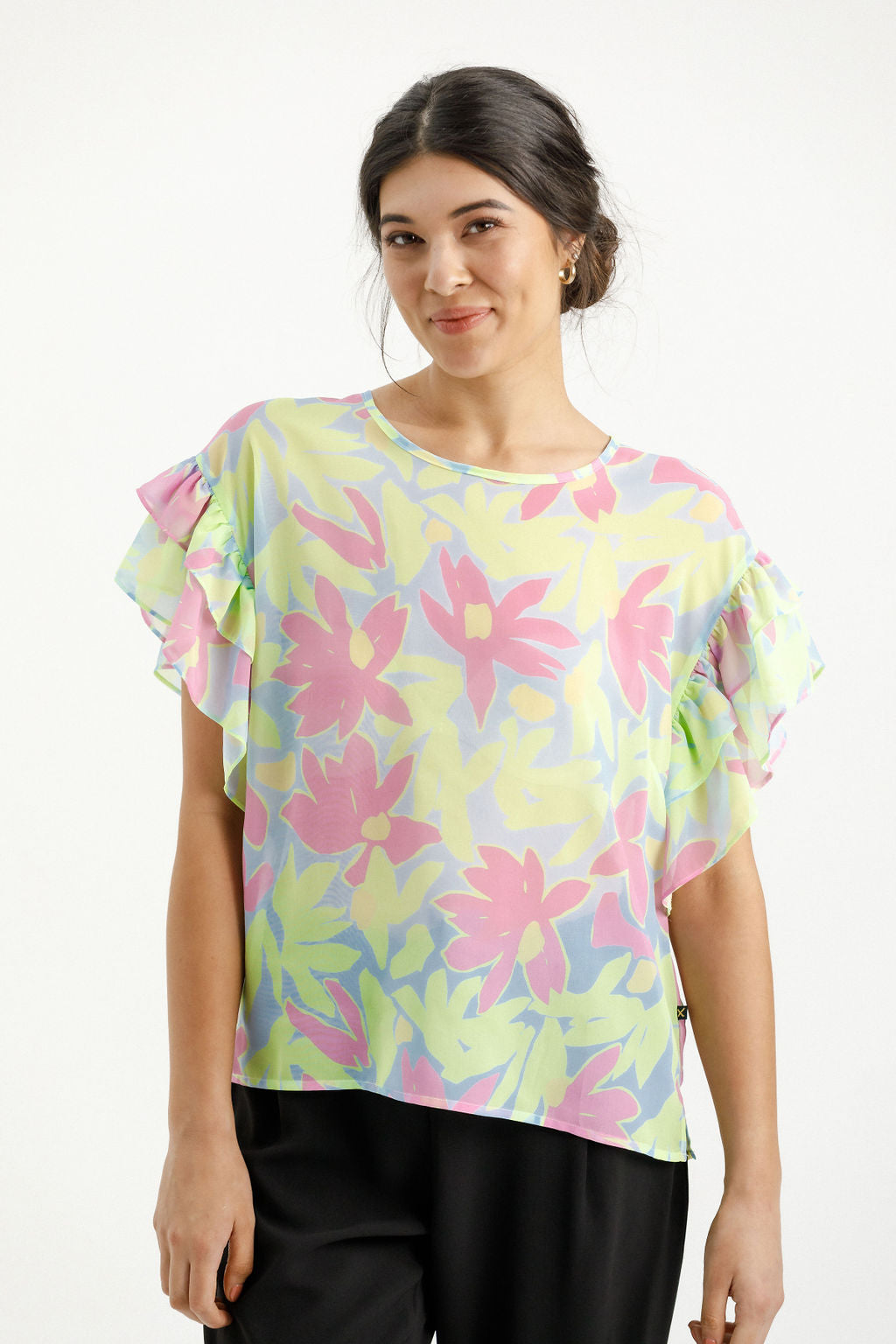 Evelyn Blouse - Lime Daisies