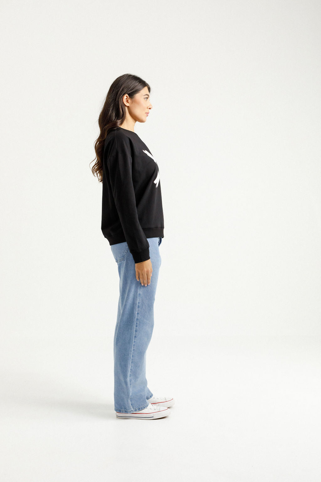 Kayla Crew - Black with Lilac Damask X