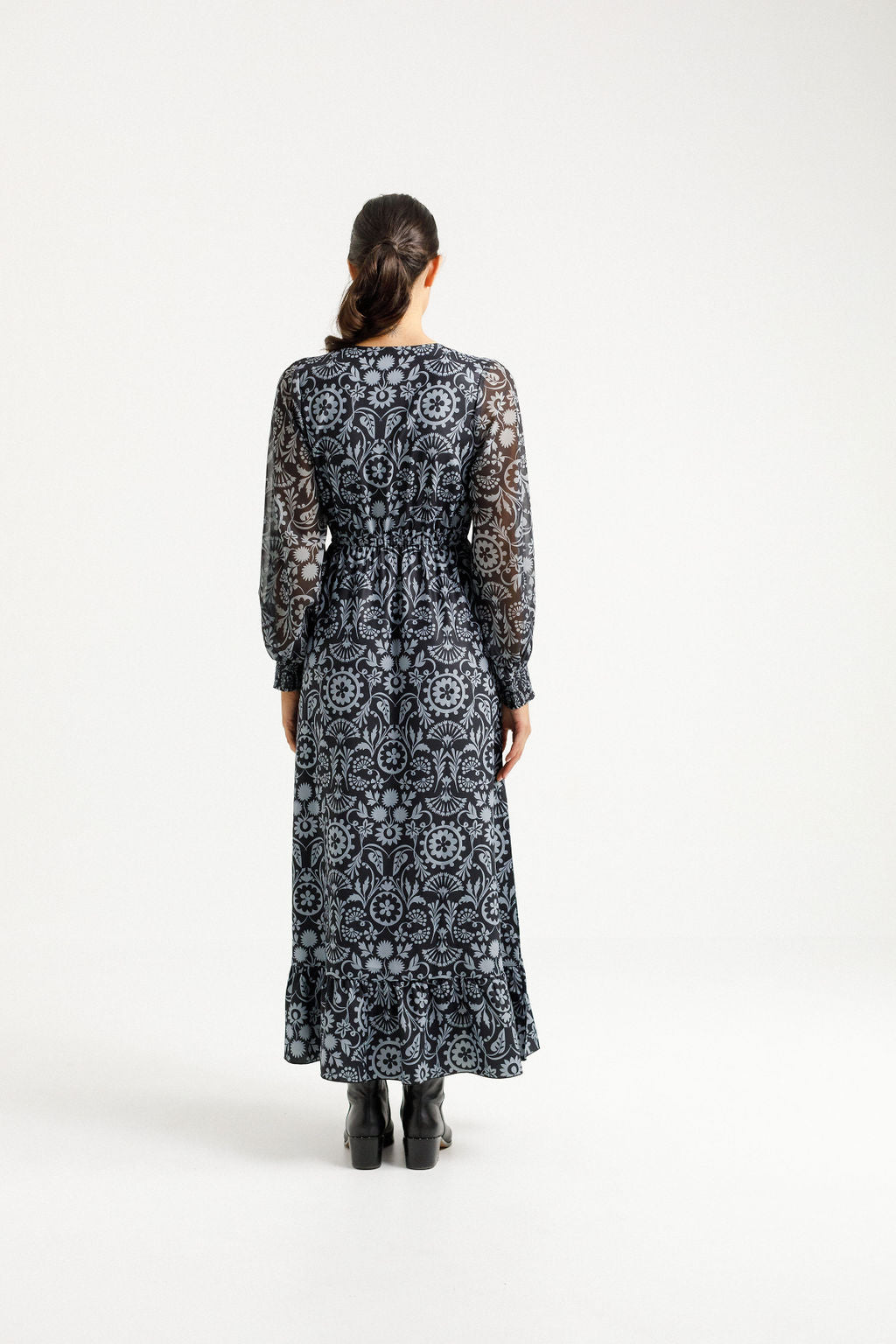 Long Sleeve Greta Dress - Damask