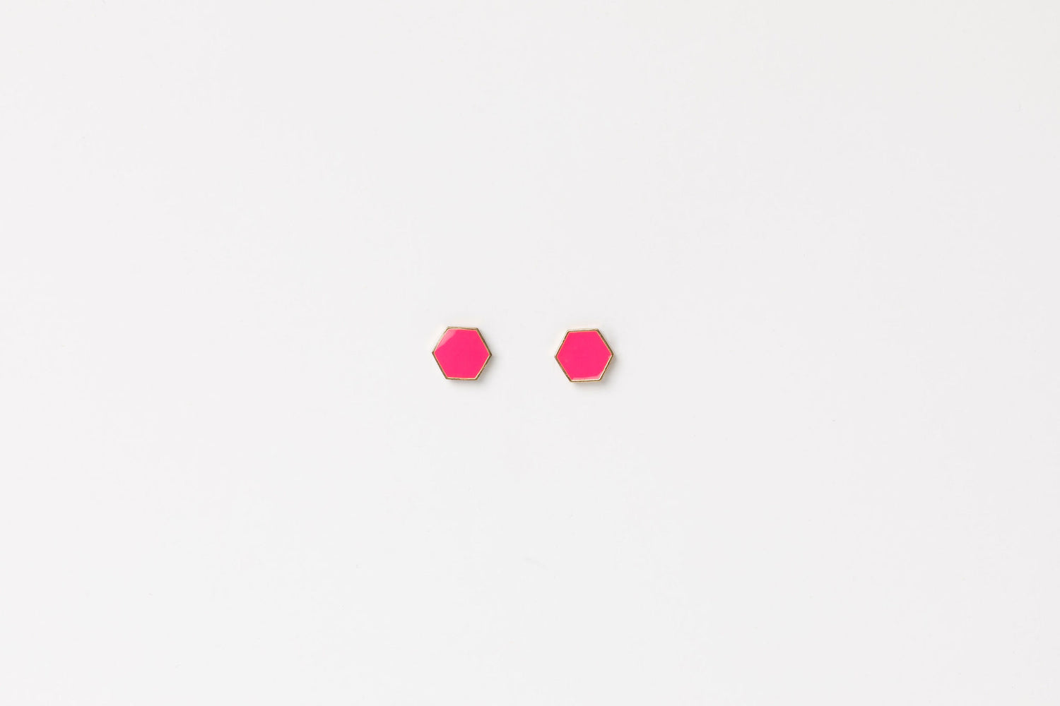 Studs - Hexagon - Neon Pink