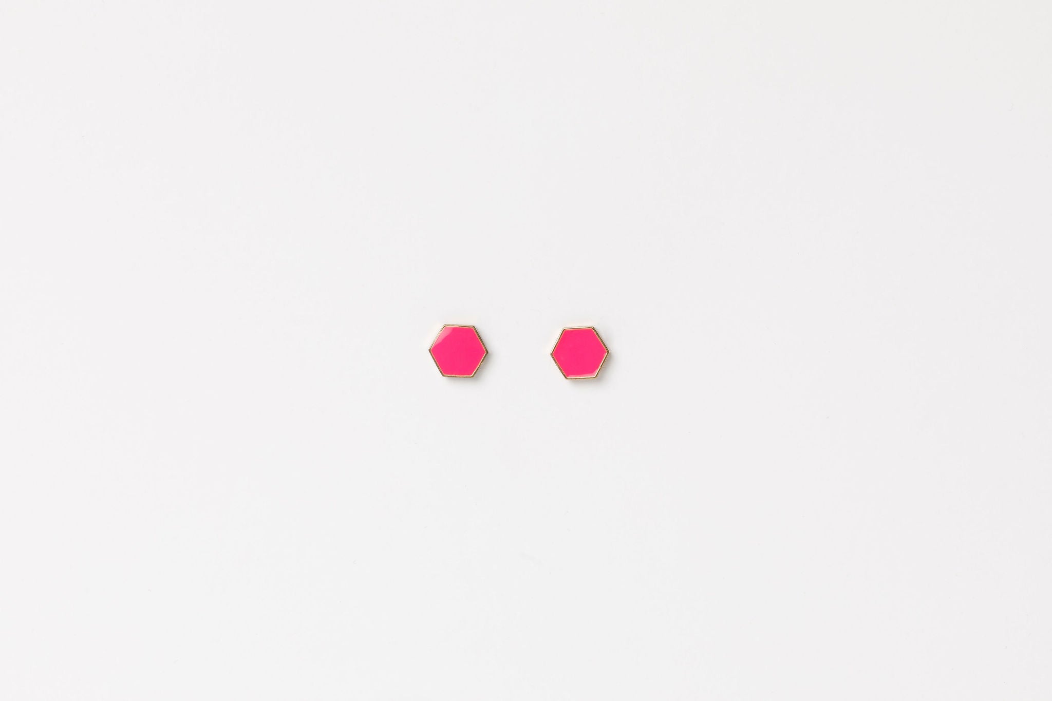 Studs - Hexagon - Neon Pink
