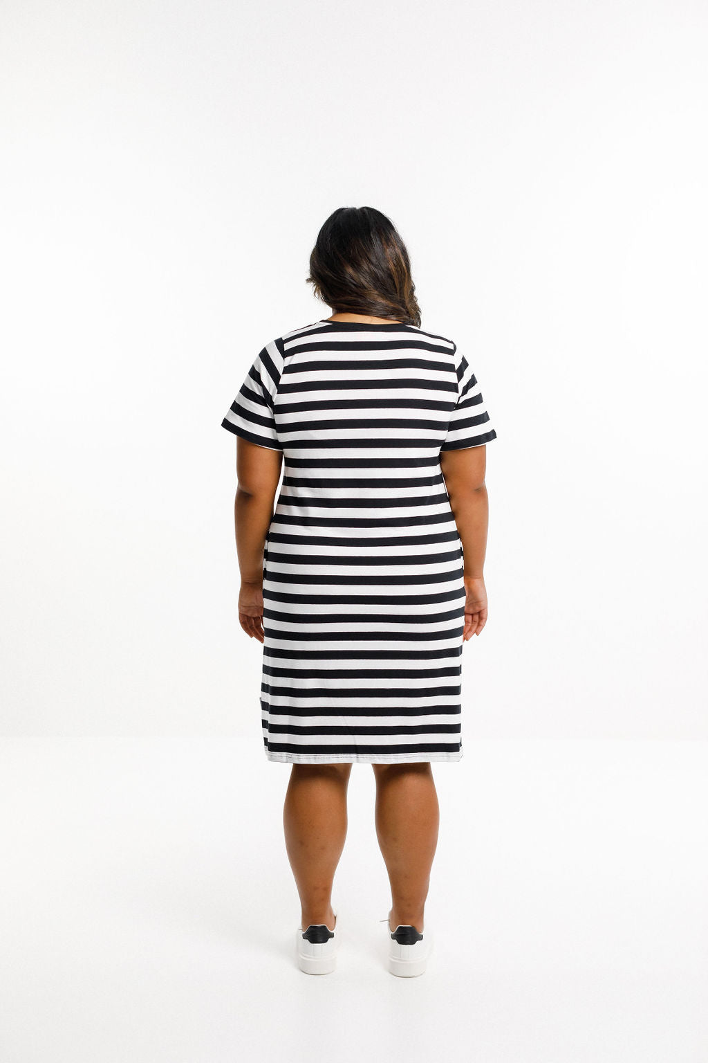Taylor Tee Dress - Black and White Stripes