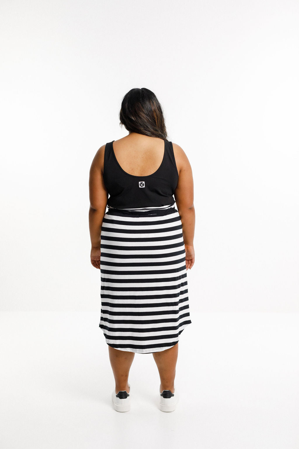 Midi Skirt - Black and White Stripes