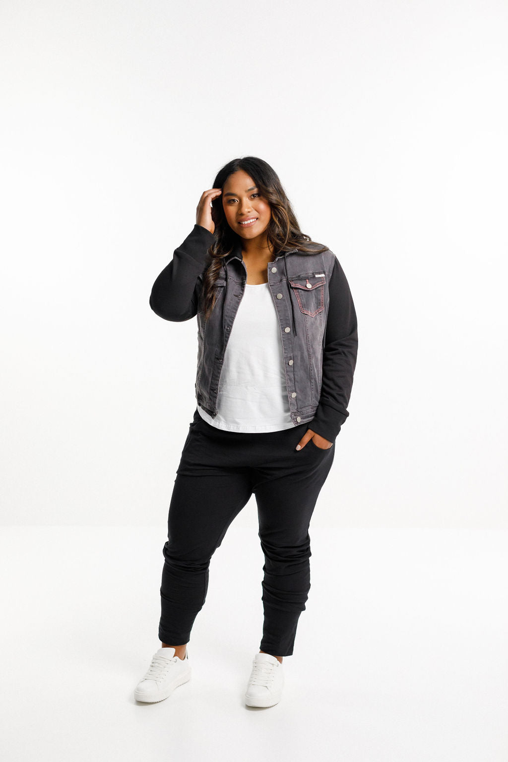 Hooded Denim Jacket - Black Wash