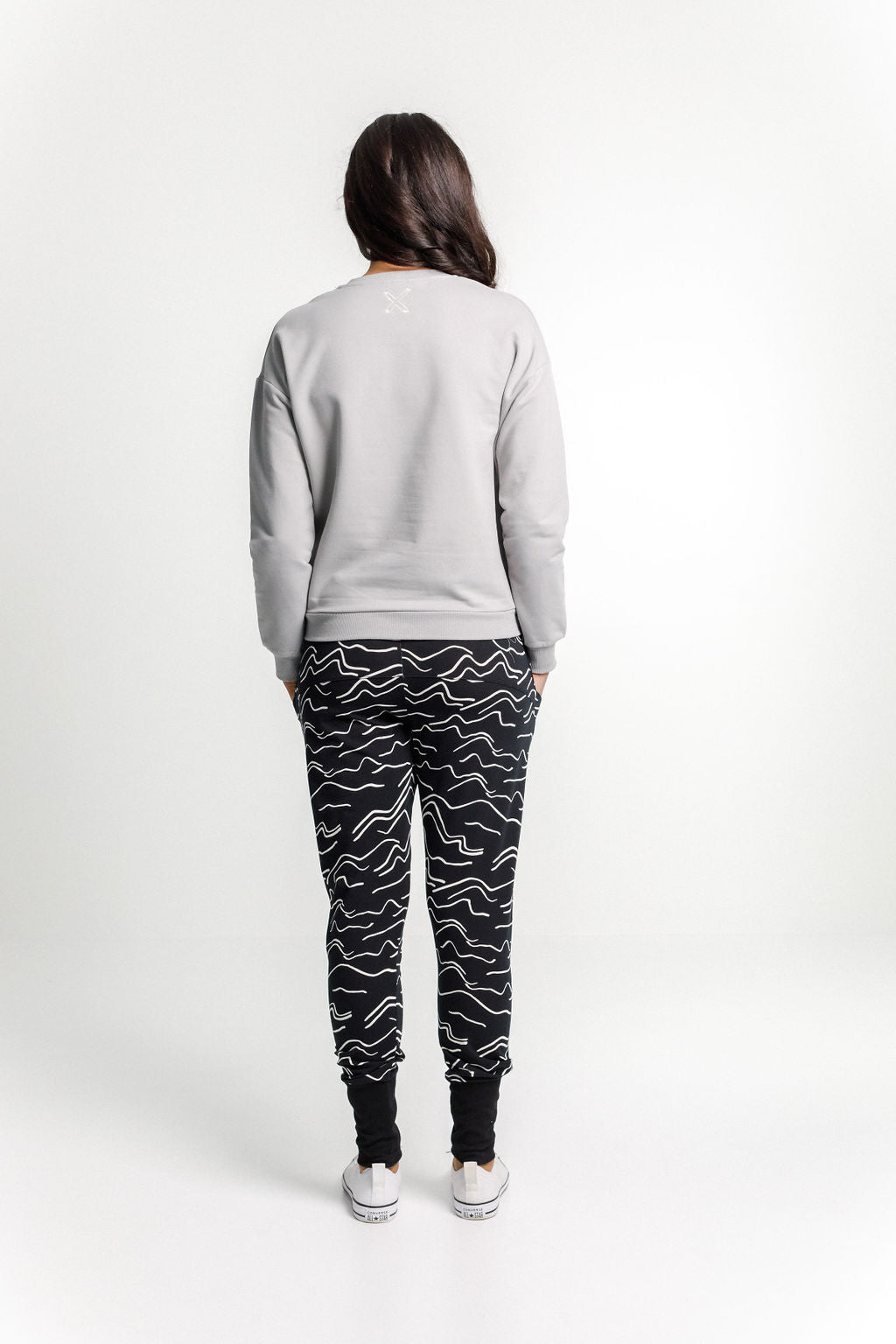Camilla Crew - Winter Weight - Pewter with Embroidered X