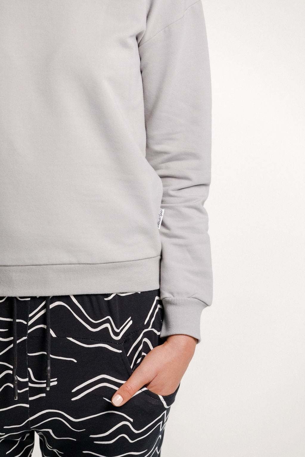 Camilla Crew - Winter Weight - Pewter with Embroidered X