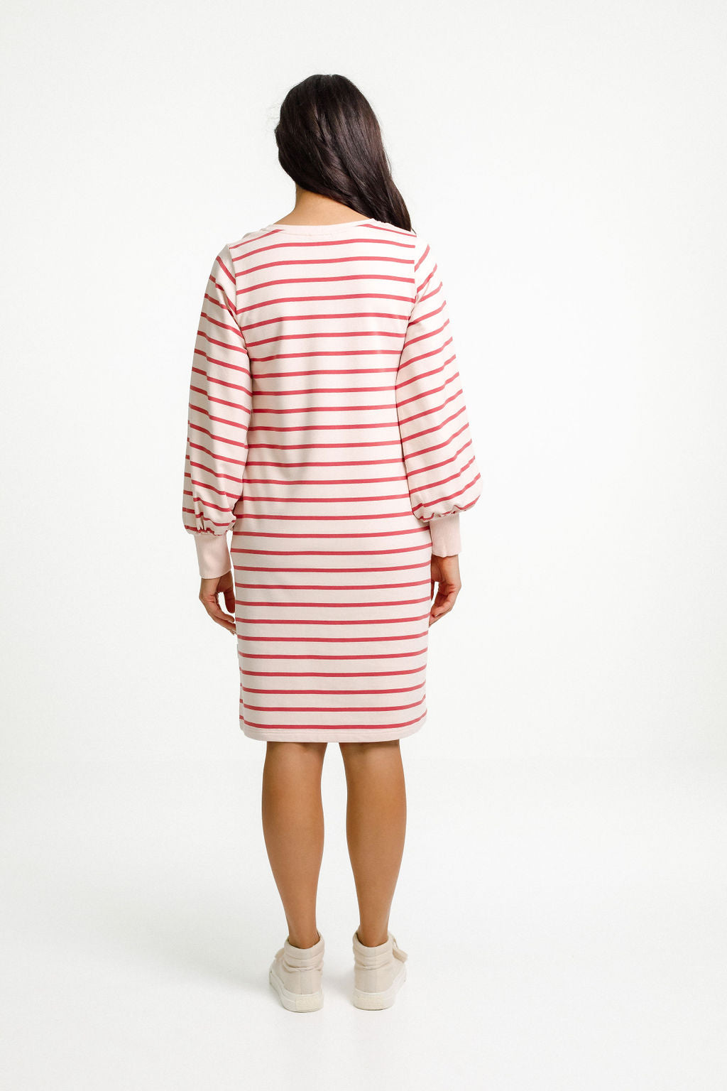 Laylah Dress - Winter Weight - Peach & Tandoori Stripe