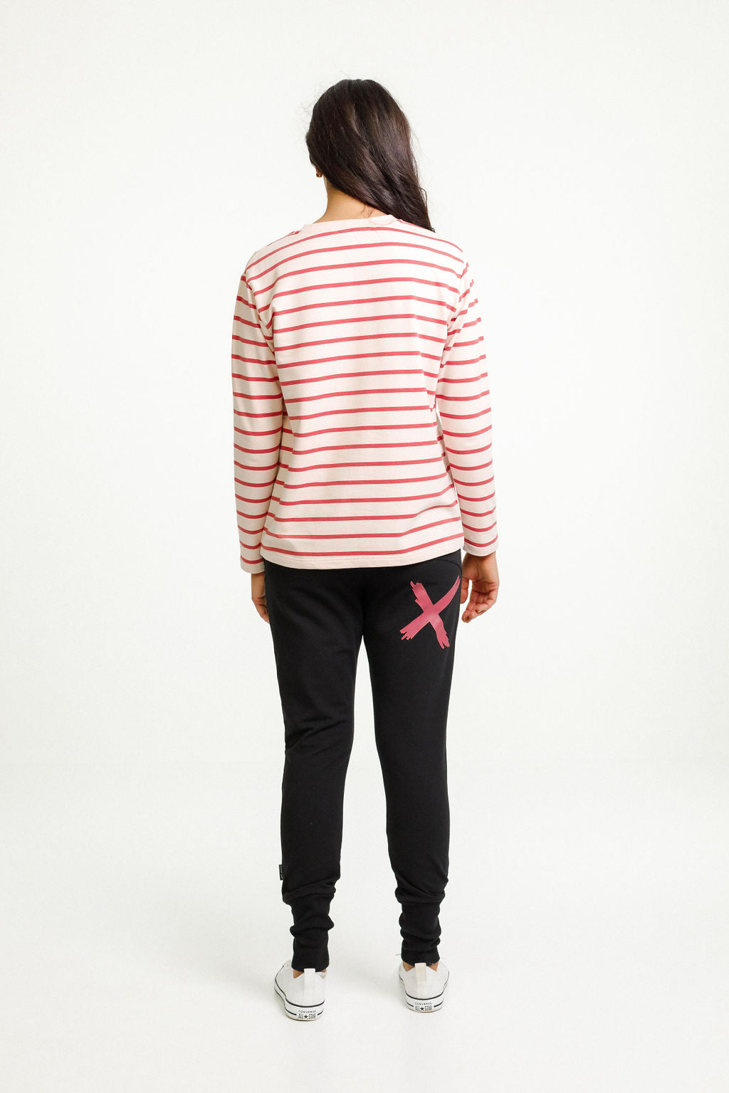 Long Sleeve Chris Tee - Winter Weight - Peach & Tandoori Stripe