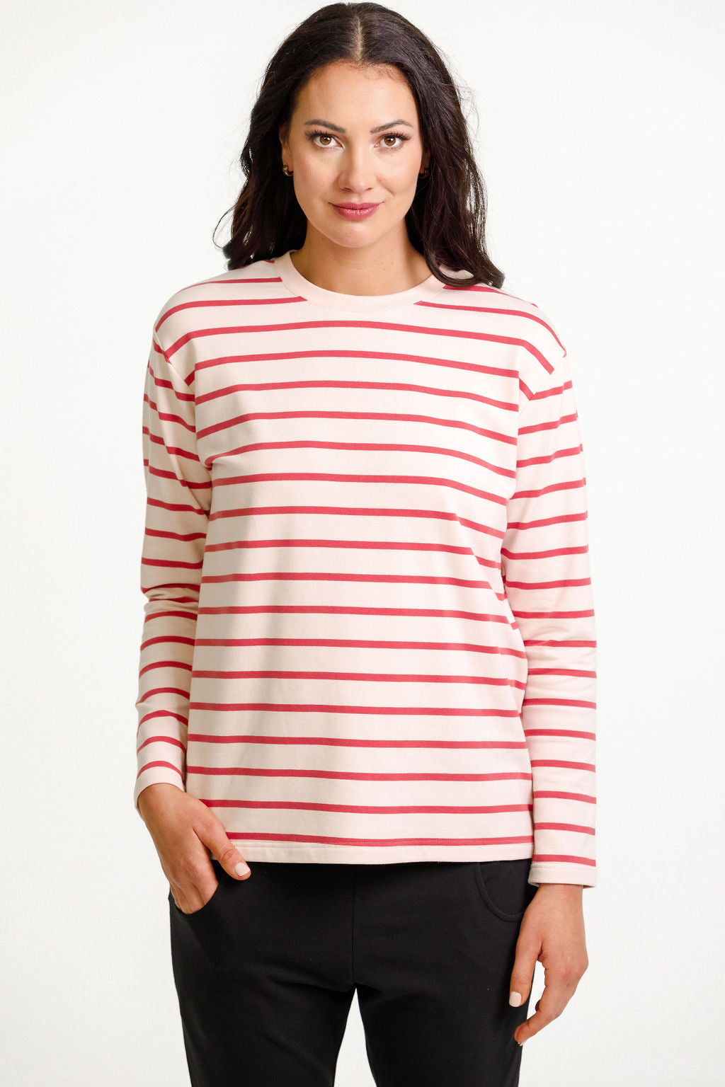 Long Sleeve Chris Tee - Winter Weight - Peach & Tandoori Stripe