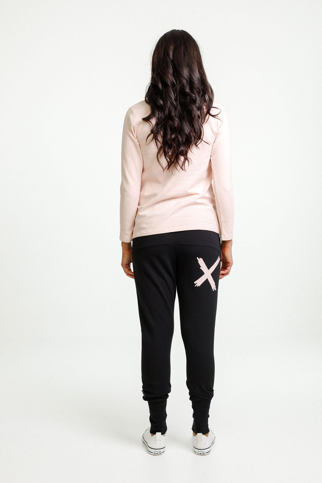 Long Sleeve Taylor Tee - Winter Weight - Peach with Meta Floral Bouquet Print