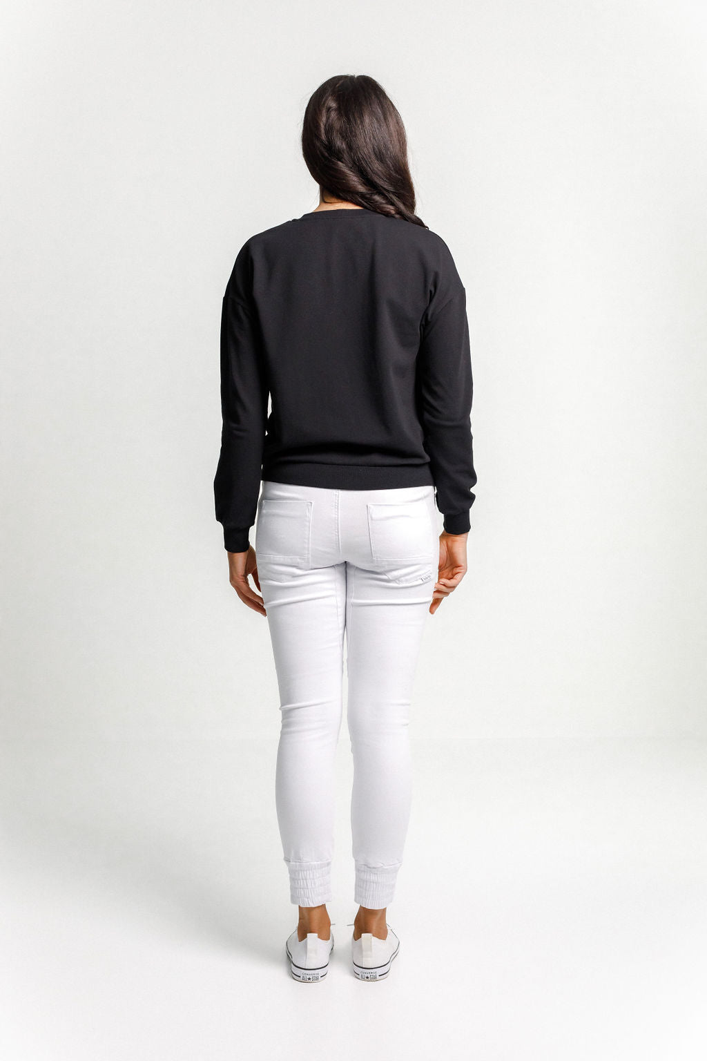 Camilla Crew - Black with Meta Floral Bouquet Print