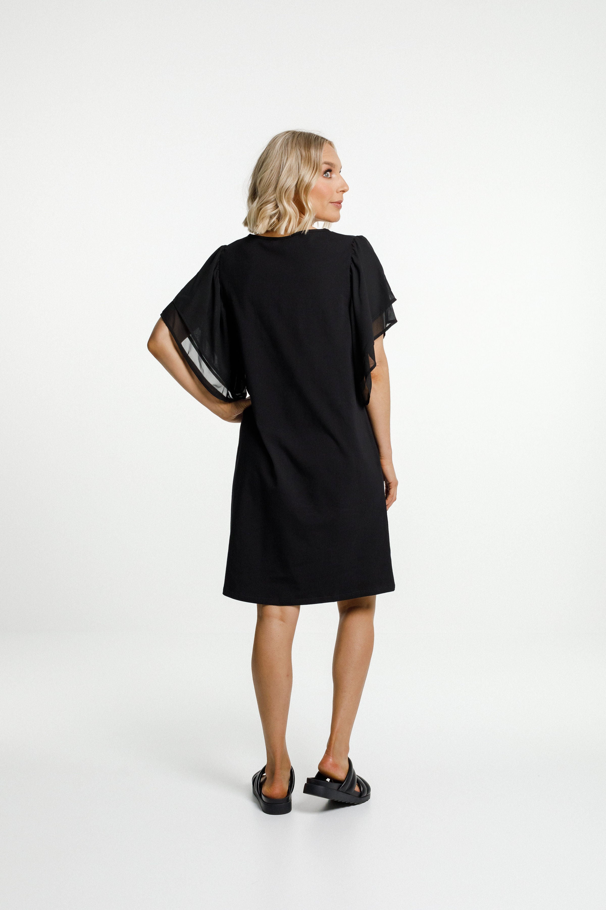 Lola Dress - Black with Black Sleeves