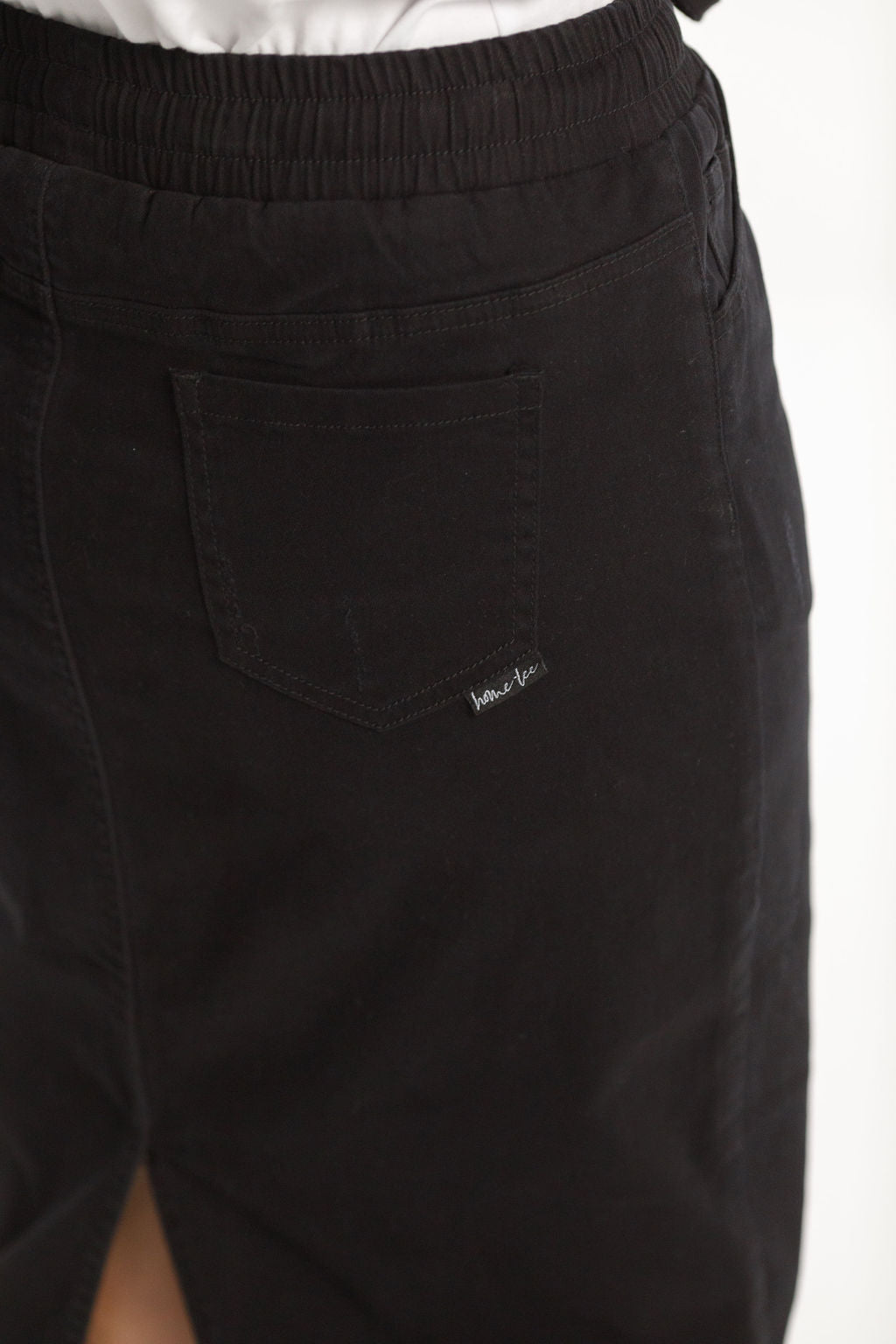 Denim Midi Skirt - Jet Black