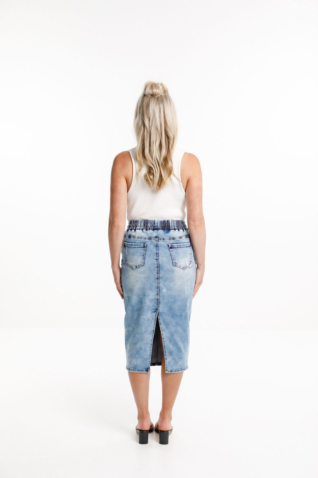 Denim Midi Skirt - Snow Wash