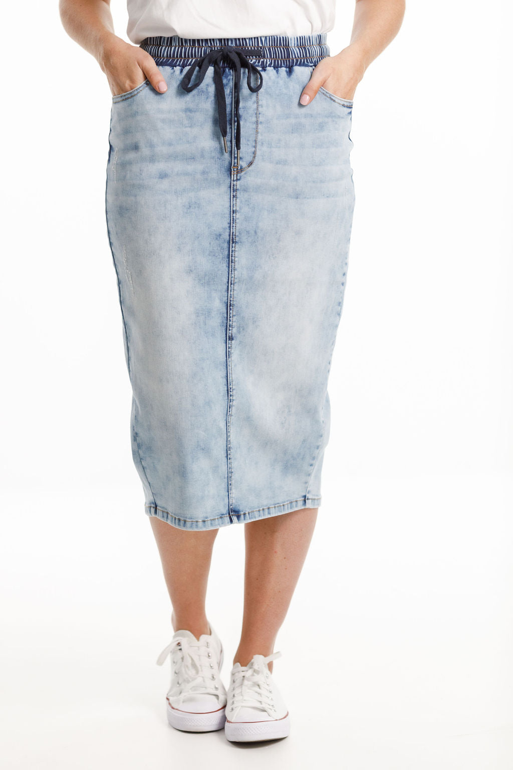 Denim Midi Skirt - Snow Wash