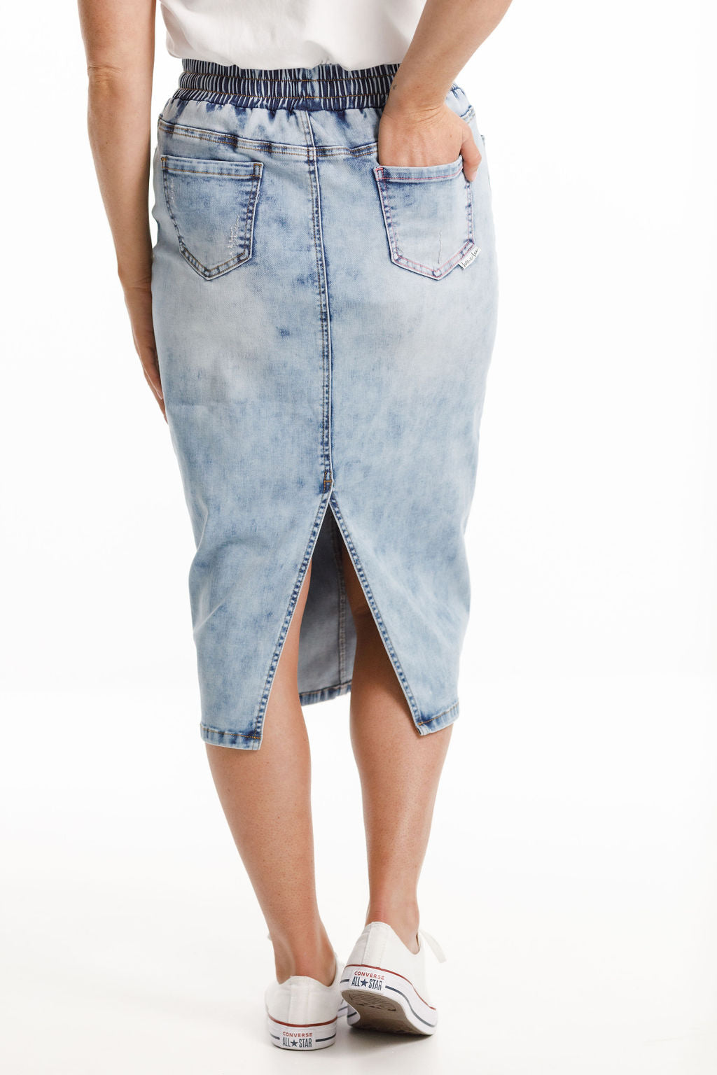 Denim Midi Skirt - Snow Wash