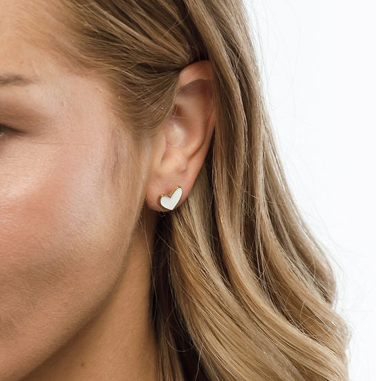 Studs - Heart - White