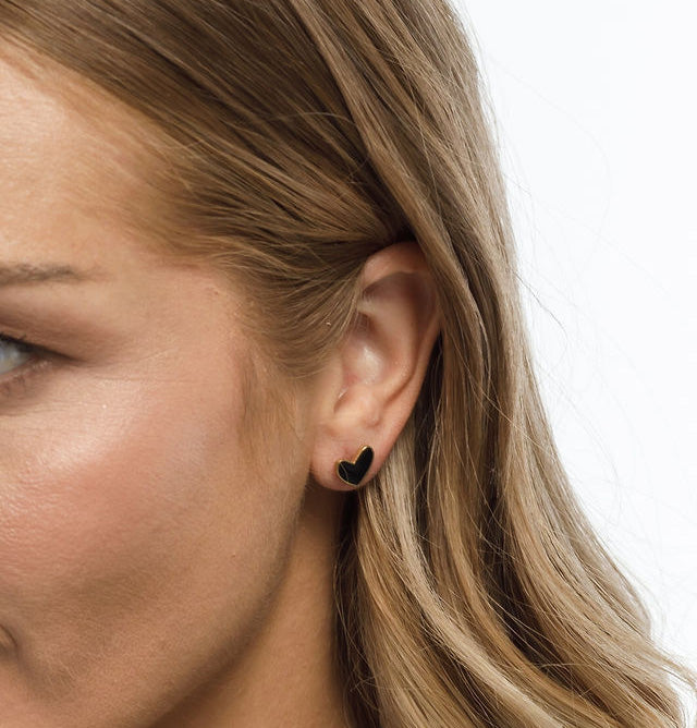 Studs - Heart - Black