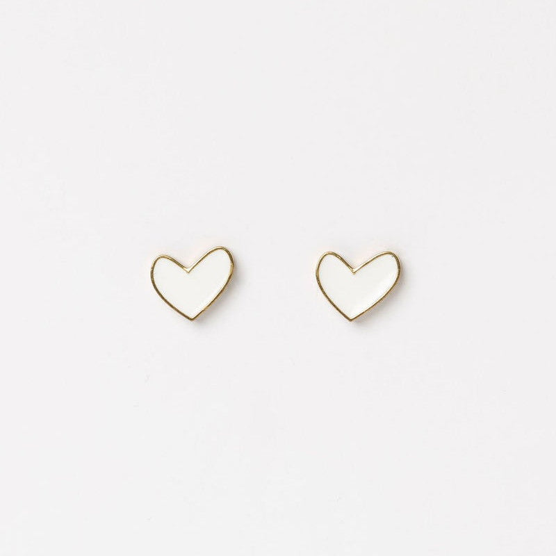 Studs - Heart - White