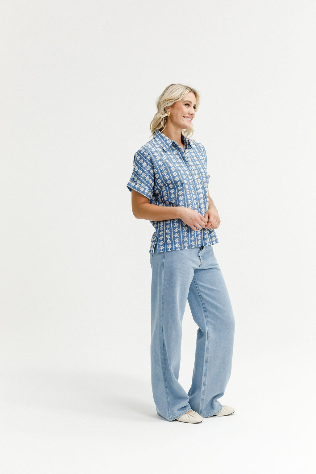 Coming Soon - Lolo Shirt - Blue Daisy