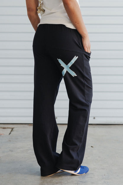 Coming Soon - Avenue Pants - Black with Sapphire/Ivory X