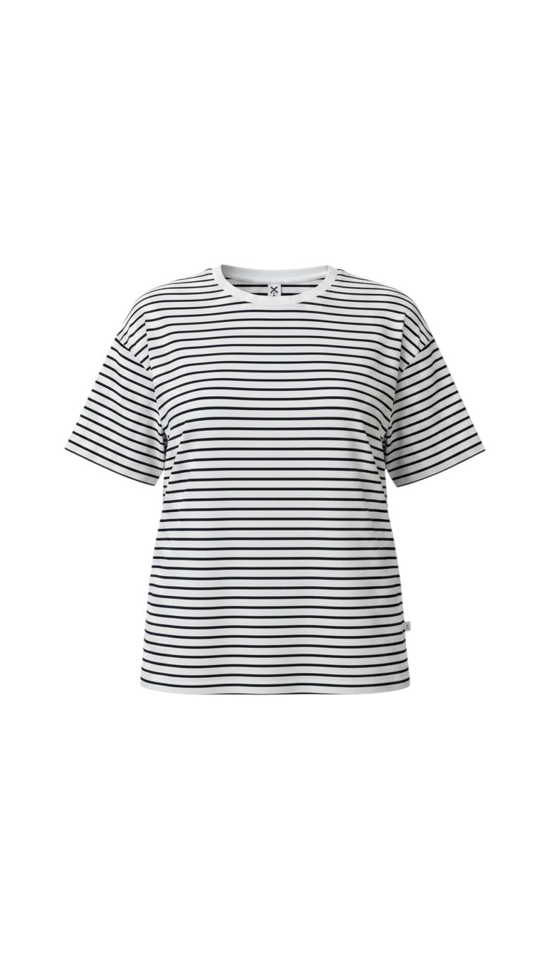 Lulu Tee - White with Black Stripes
