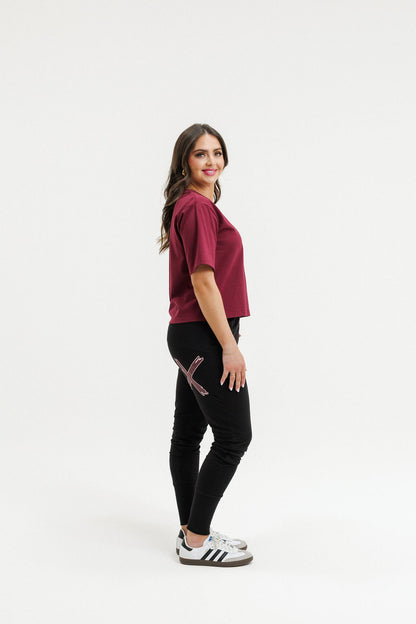 COMING SOON - Apartment Pants - Black with Merlot/Blush X