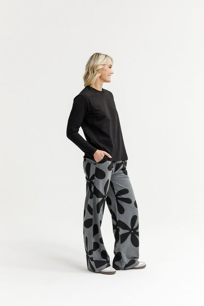 Palazzo Pants - Graphite Daisies