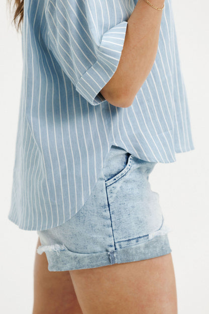 COMING SOON - Ruby Shirt - Hydrangea Stripes