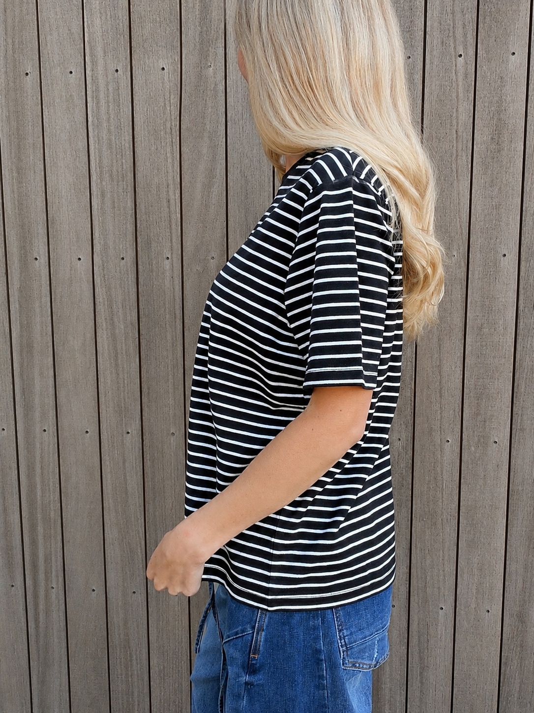 Lulu Tee - Black with White Stripes