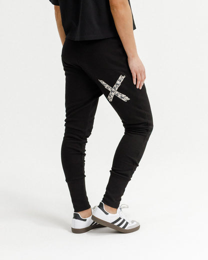 Apartment Pants - Winter Weight - Black with Graphite Daisy X