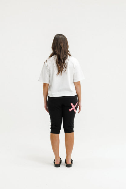 COMING SOON - 3/4 Apartment Pants - Black with Cherry/Blush Squiggle X
