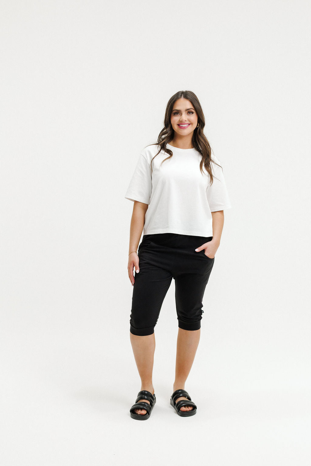 COMING SOON - 3/4 Apartment Pants - Black with Blue Haven Stripe X
