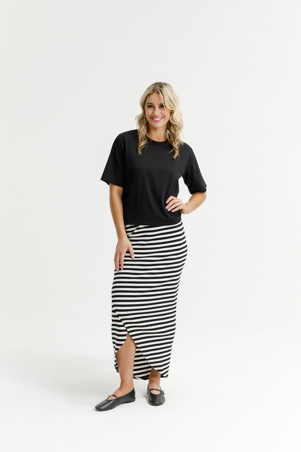 Coming Soon - Marley Skirt - Black and White Stripes