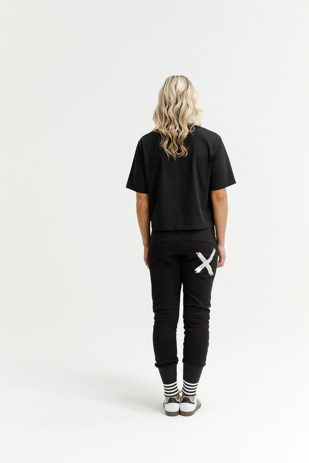 Apartment Pants - Alpine Weight - Black with Silver X and Striped Cuffs