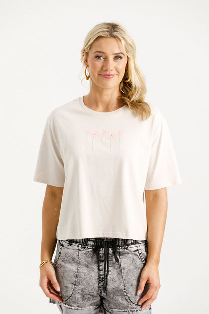 Coming Soon - Becky Tee - Ivory with Blossoms