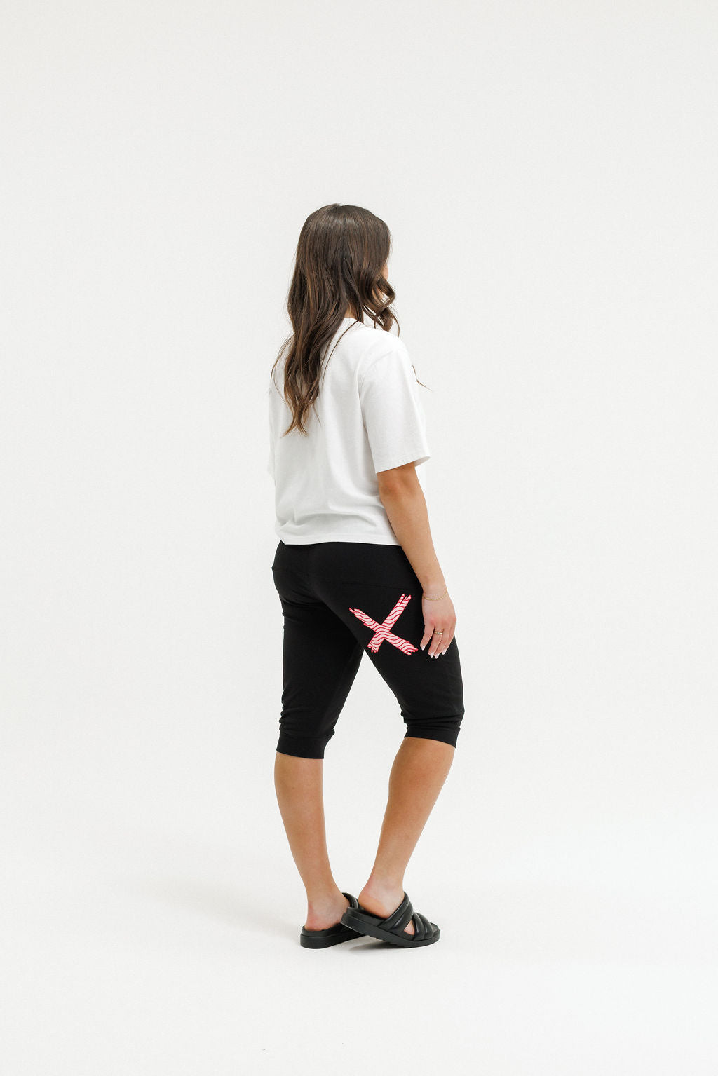 COMING SOON - 3/4 Apartment Pants - Black with Cherry/Blush Squiggle X