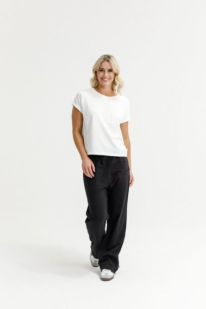 Avenue Pants - Winter Weight - Black with Coral Stripe X