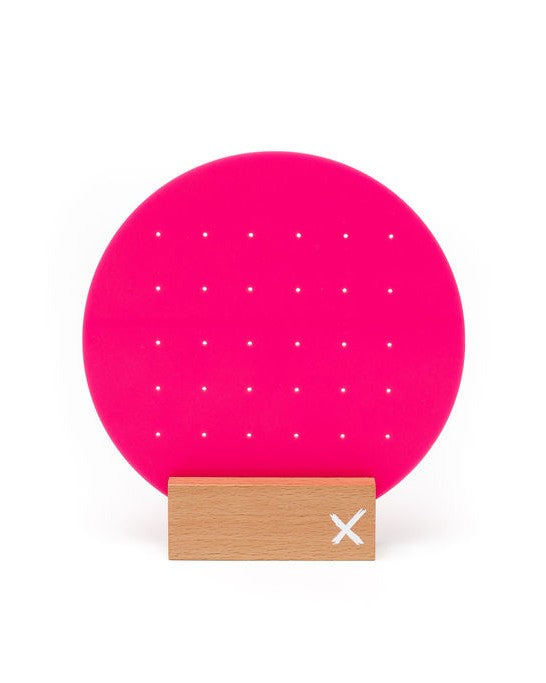 Earring Stand - Neon Pink with Wooden Stand