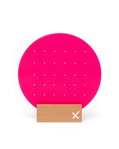 Earring Stand - Neon Pink with Wooden Stand