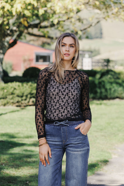 Knox Lace Long Sleeve - Black Meadow