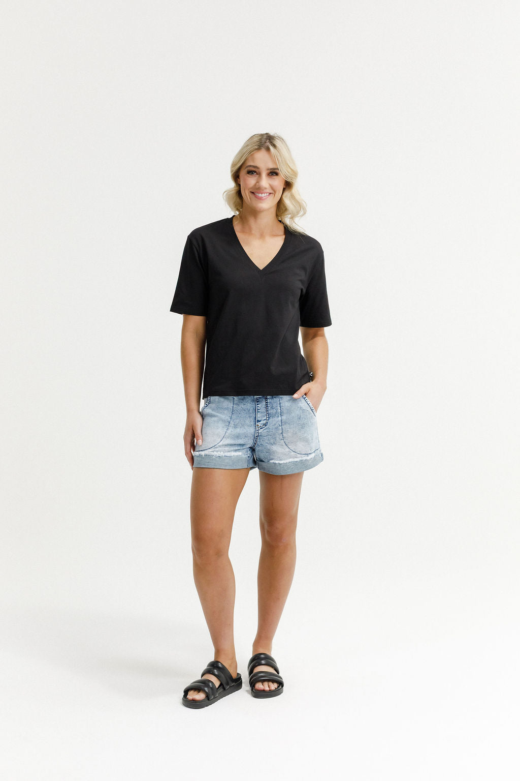 Coming Soon - V Neck Tee - Black