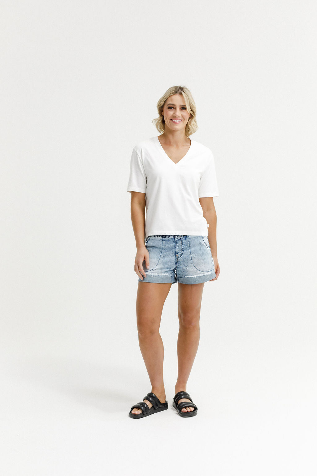 Coming Soon - V Neck Tee - Vanilla