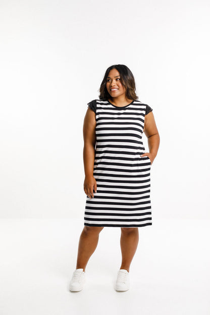 Rosa Dress - Black and White Stripes