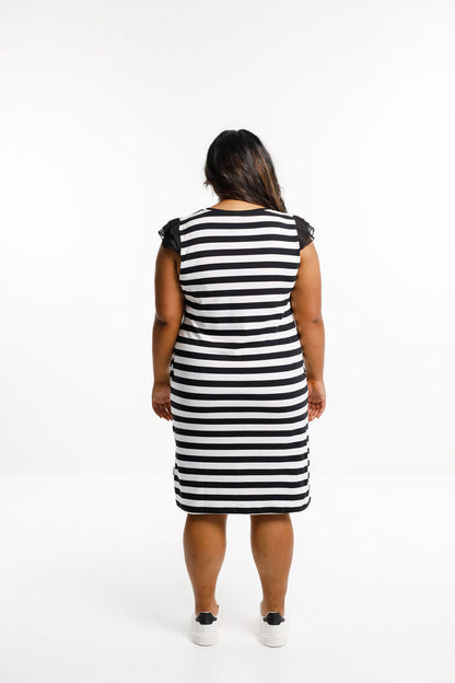 Rosa Dress - Sale - Black and White Stripes