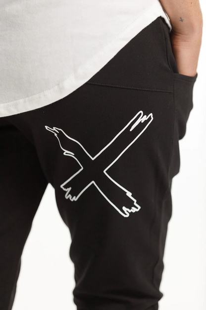 Apartment Pants - Winter Weight - Black with white X outline