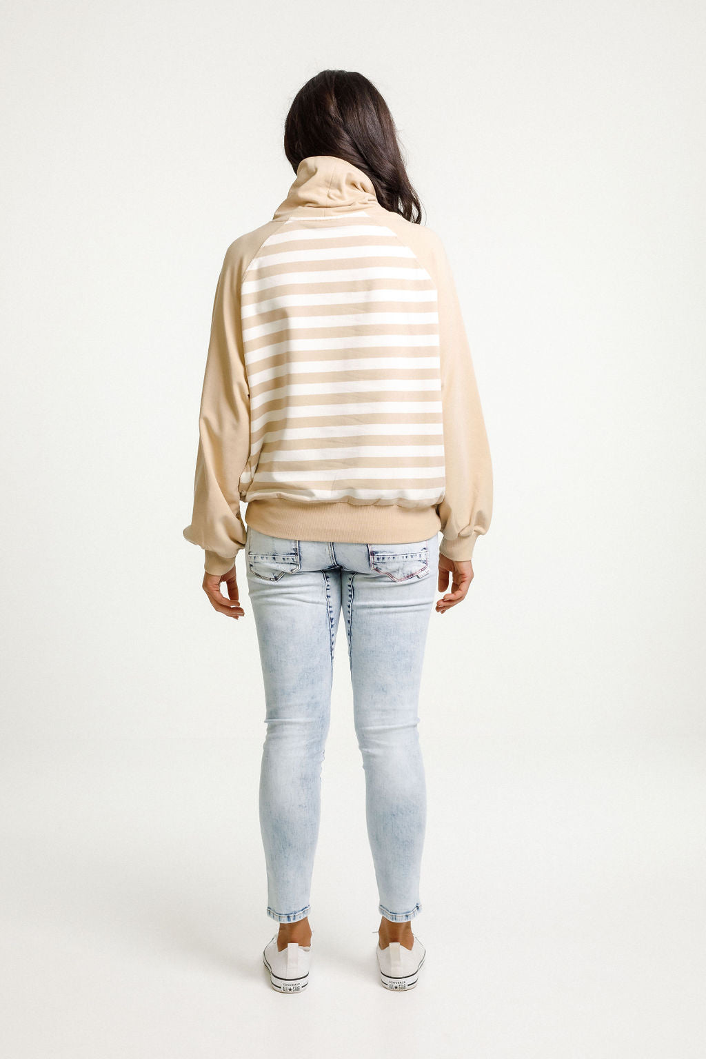 Sienna Sweater - Winter Weight - Sale - Coffee Cream Stripe