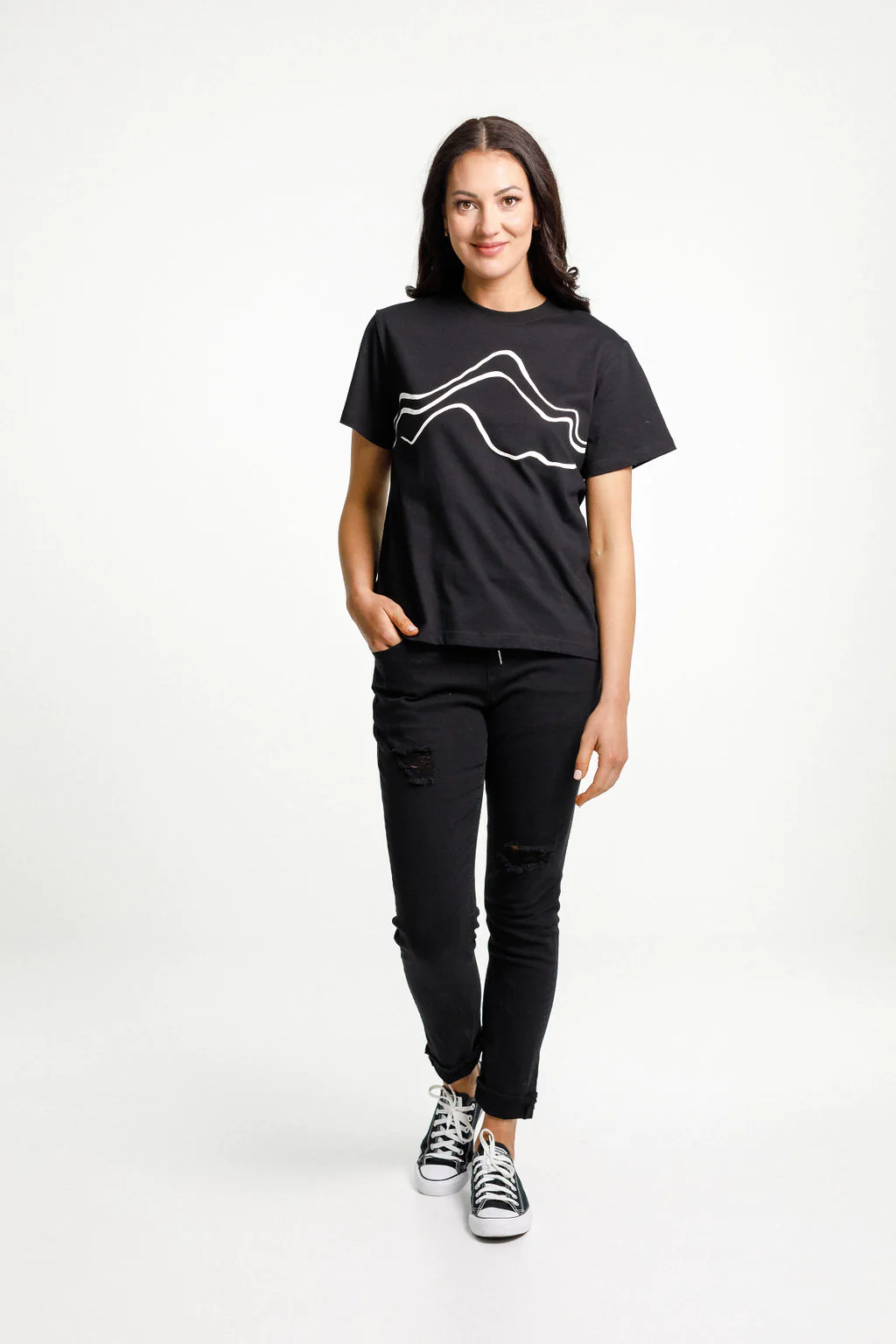 Chris Tee - Black with Mountain Print