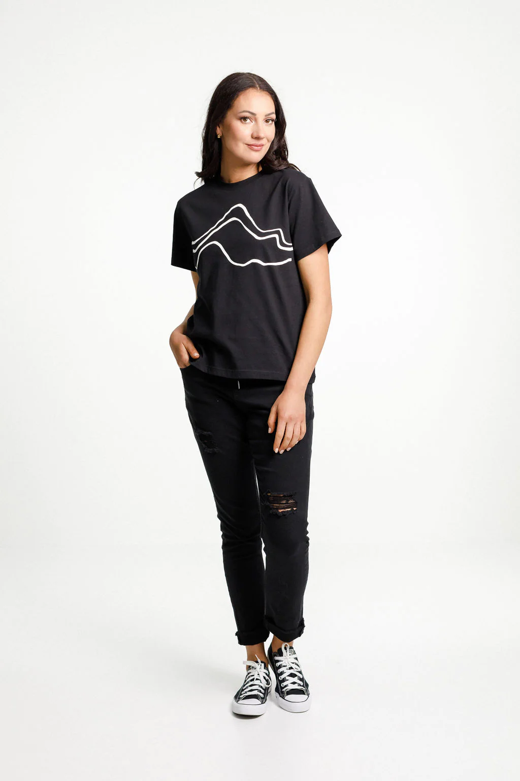 Chris Tee - Black with Mountain Print