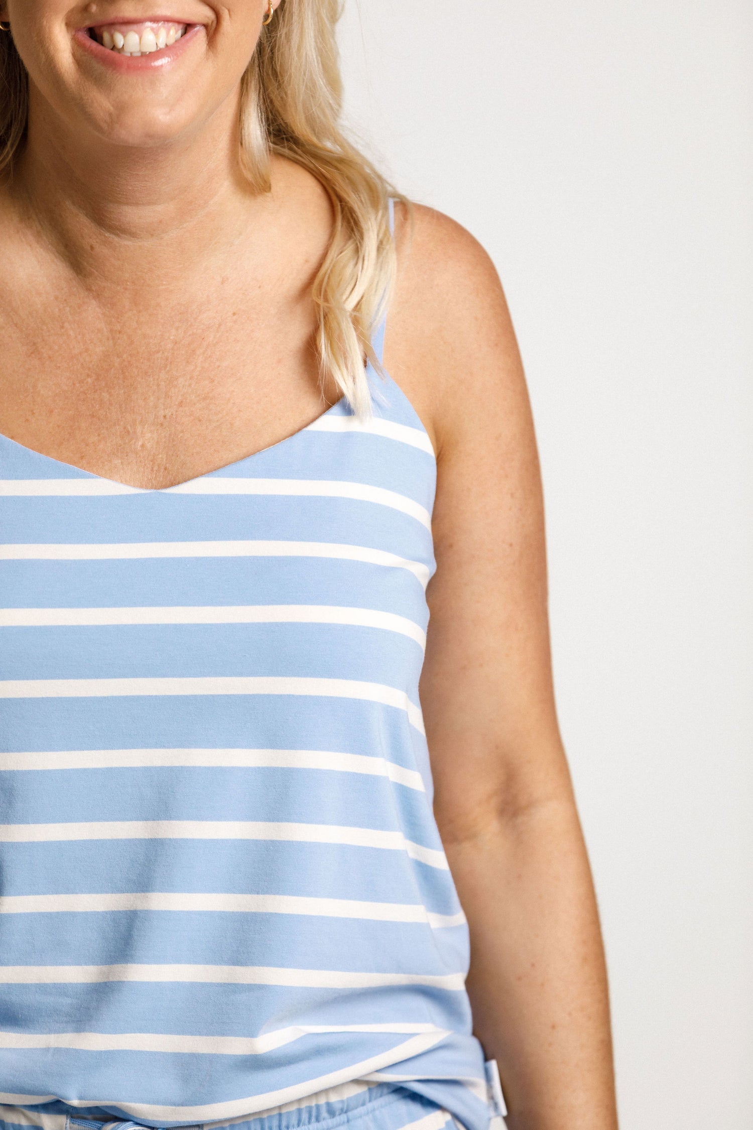 Singlet Top - Cerulean Stripes